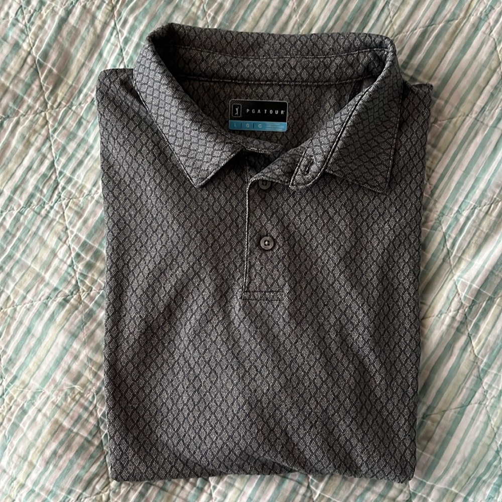 PGA Tour Men’s polo tee shirt steel blue grey gray L large